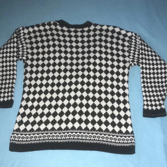 DELIA MCKAIN vintage harlequin pattern gold buttons cardigan petite size S - Picture 2 of 8